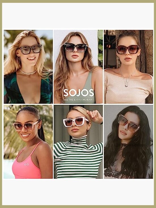 Oversized Cat Eye Sunglasses with UV400 Protection, Plastic Frames main image 7